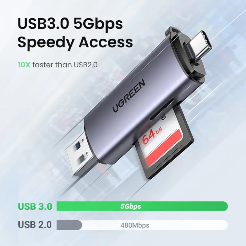 Lettore di schede SD/MicroSD USB 3.0 & USB-C