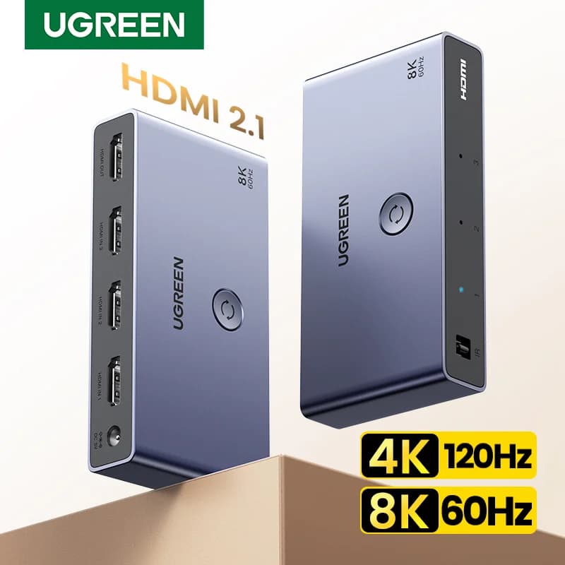 Switch HDMI 2.1 3-in-1 Out 8K con Telecomando