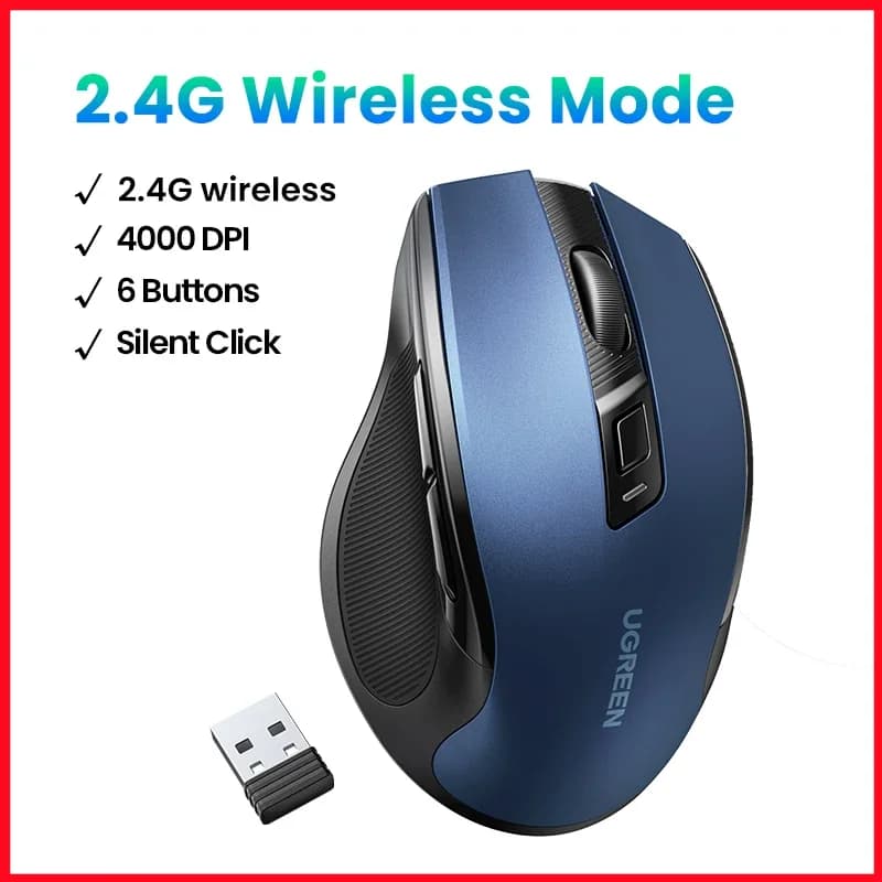 Mouse Wireless Ergonomico, Bluetooth, 4000 DPI