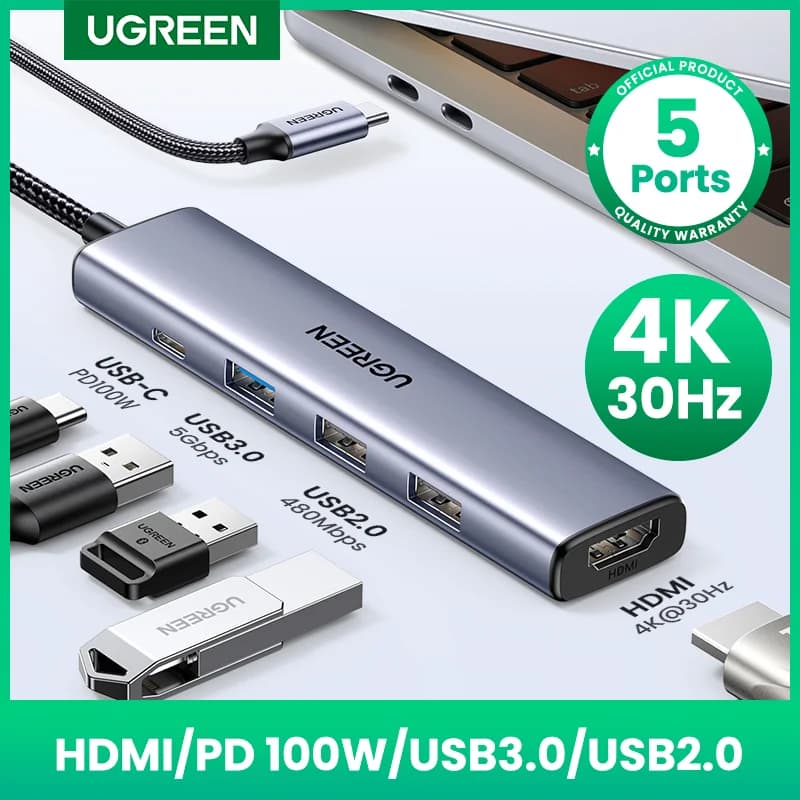 Hub USB-C con HDMI 4K, SD/TF e PD 100W