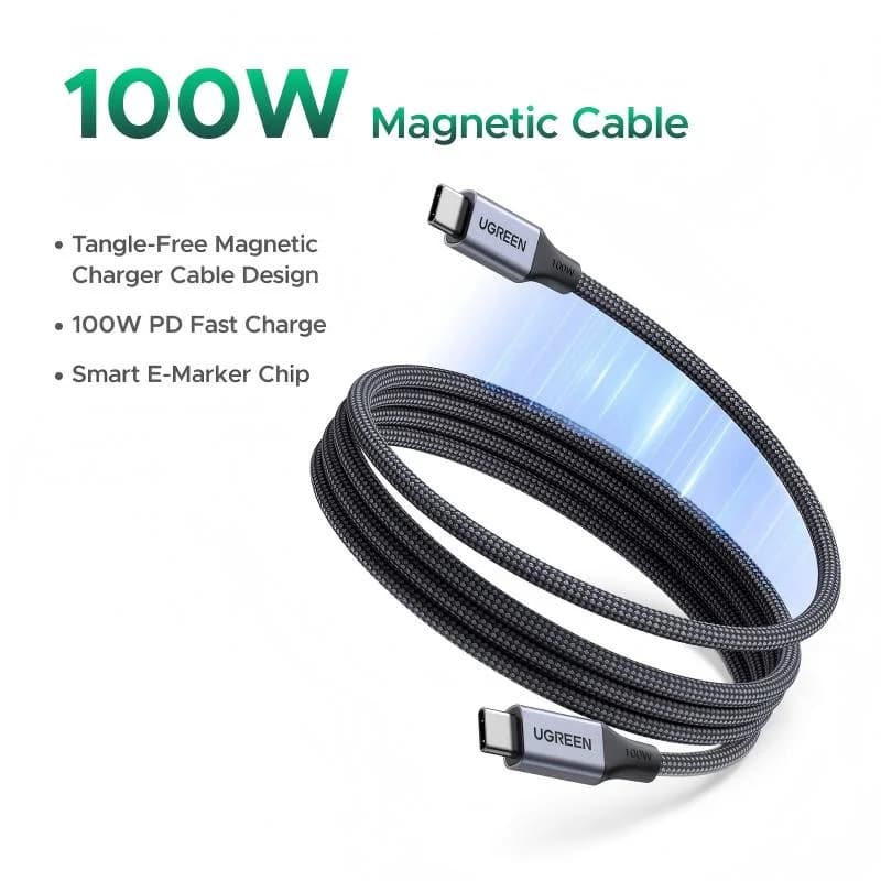 Cavo di ricarica rapida USB-C a USB-C magnetico 100W
