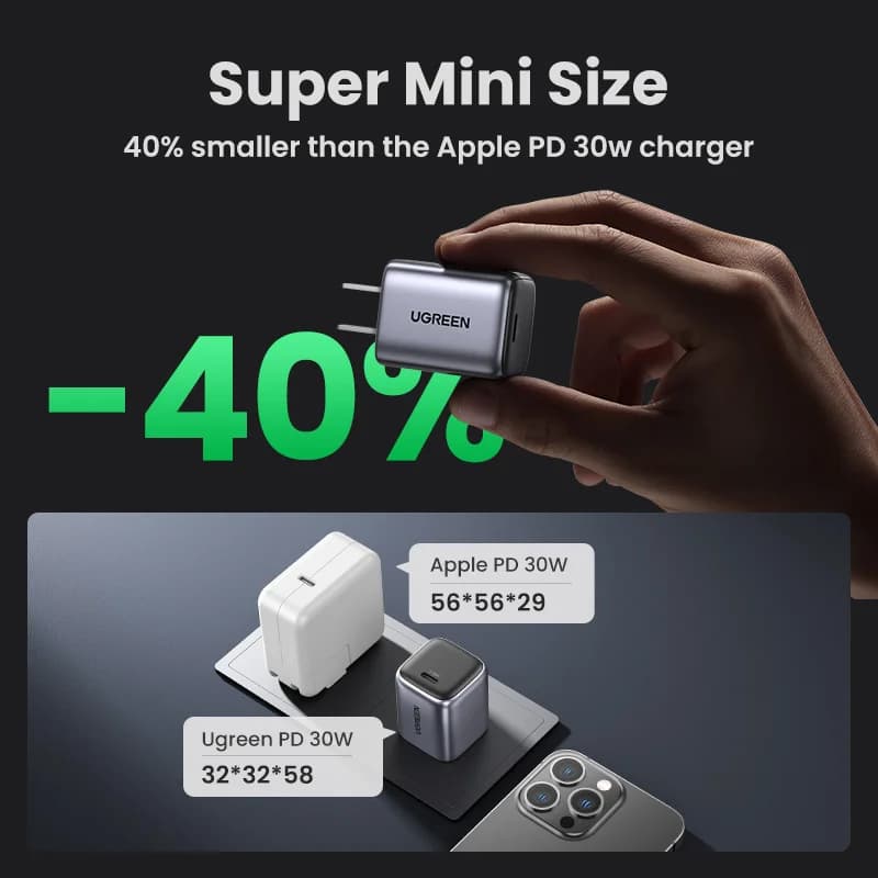 Bundle caricatore rapido GaN 30W con cavo USB-C da 1m