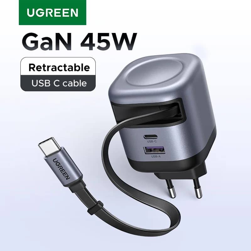 Caricatore USB-C GaN retrattile da 45W