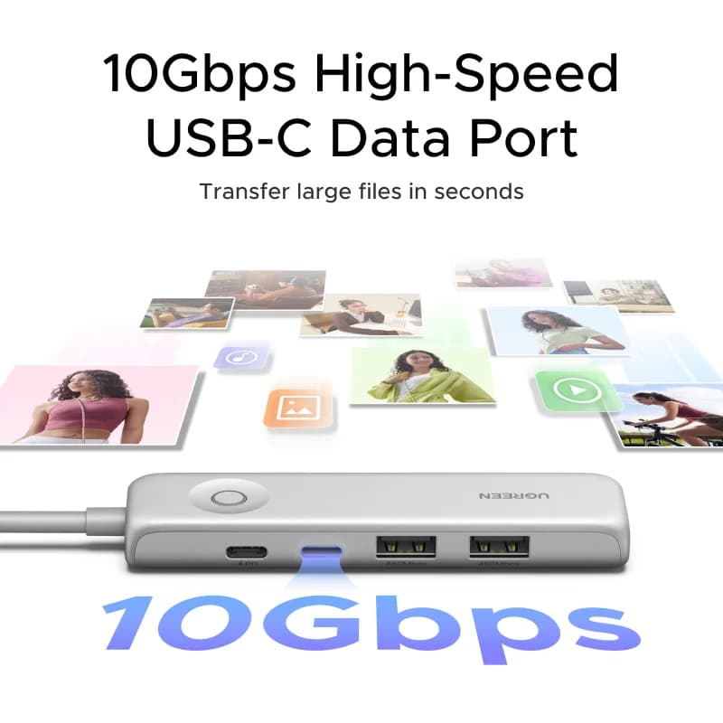 Hub USB-C con HDMI 4K, dati 10Gbps e blocco schermo