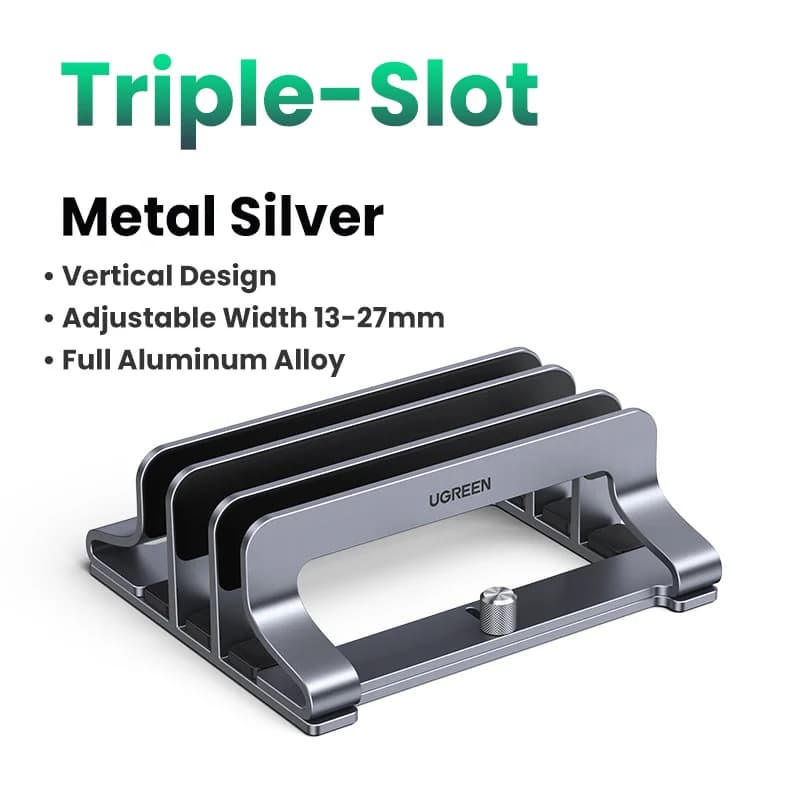 Supporto Verticale in Alluminio per Laptop a Tre Slot