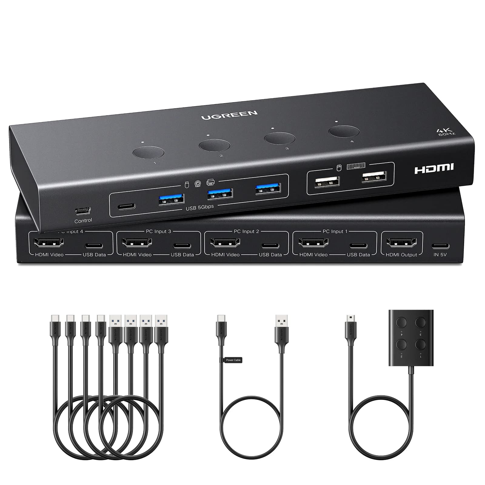 Switch KVM HDMI a 4 porte con 4K 60Hz e telecomando