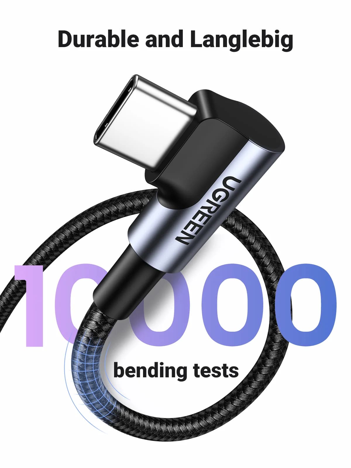 Cavo USB-C a USB-C Nylon Angolato 90 Gradi