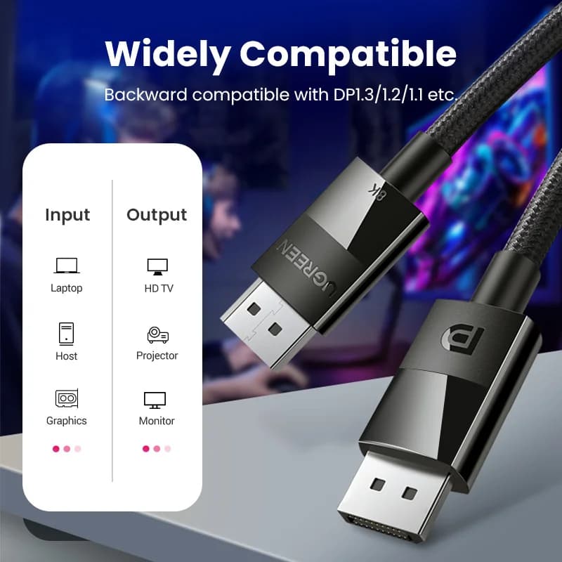 Cavo DisplayPort 1.4, 8K/60Hz, 32.4Gbps