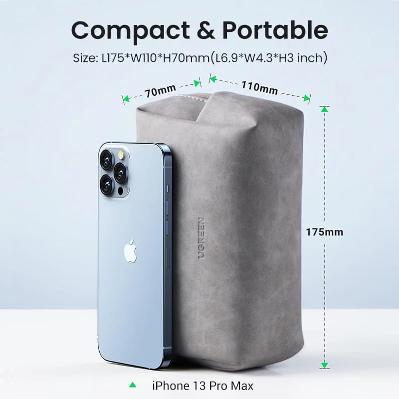 Borsa organizer in pelle per cavi e accessori digitali