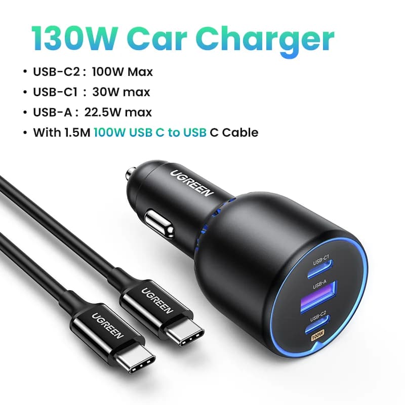 Caricatore Auto USB-C Doppio 130W