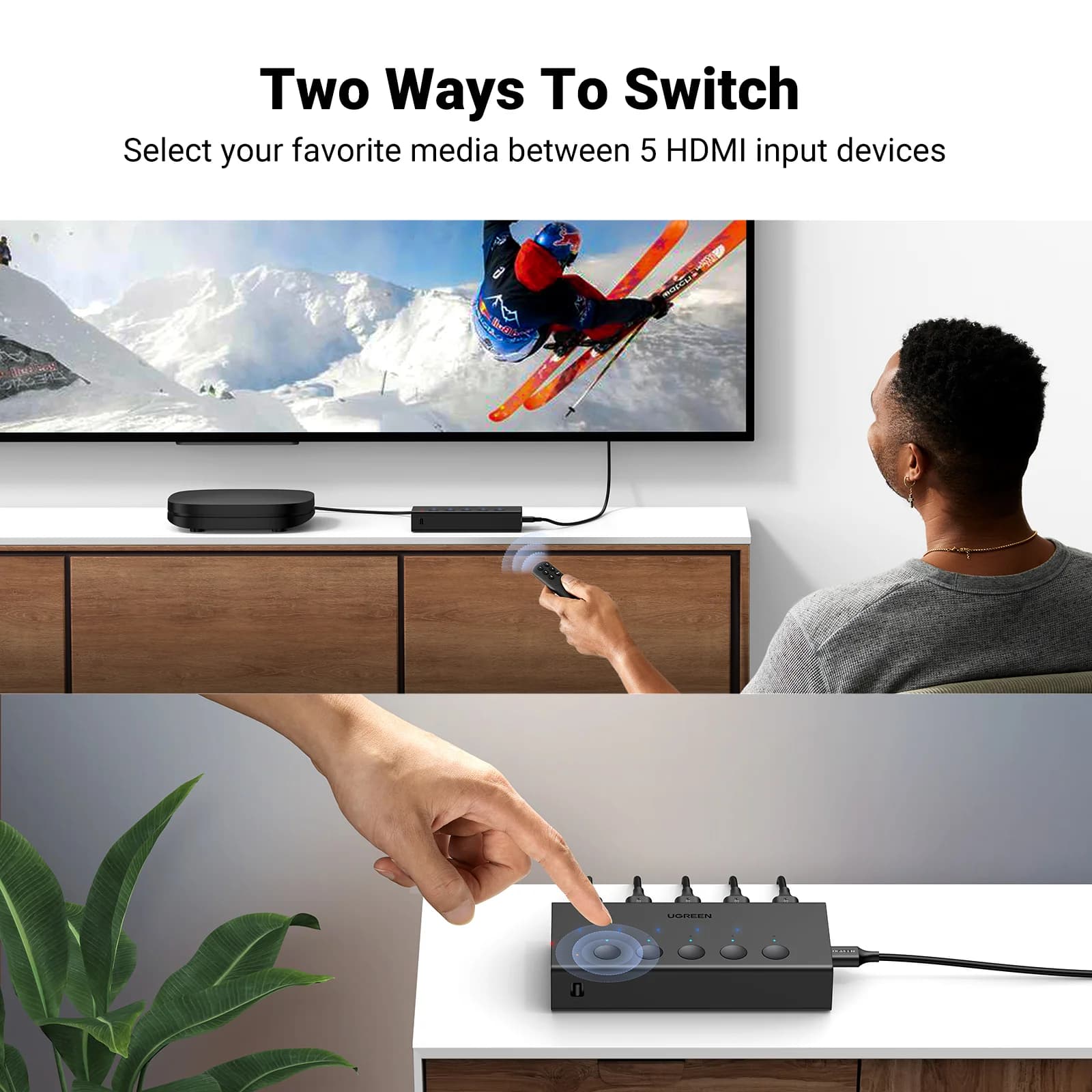 Switch HDMI 4K a 5 Porte con Telecomando
