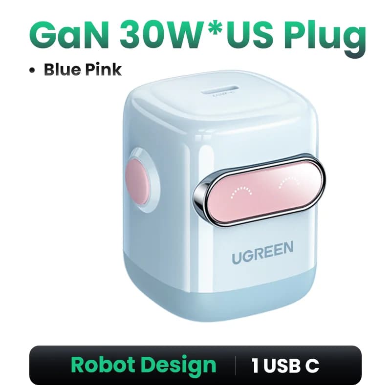 Caricatore rapido GaN 65W, design robot, presa US