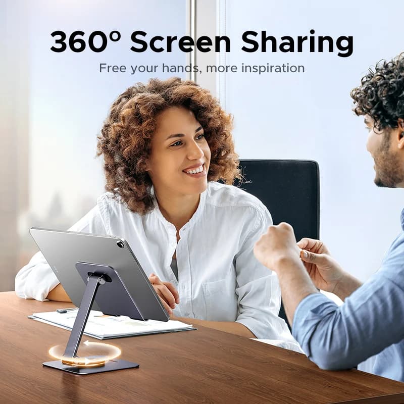 Supporto rotante a 360° in alluminio per tablet e telefono