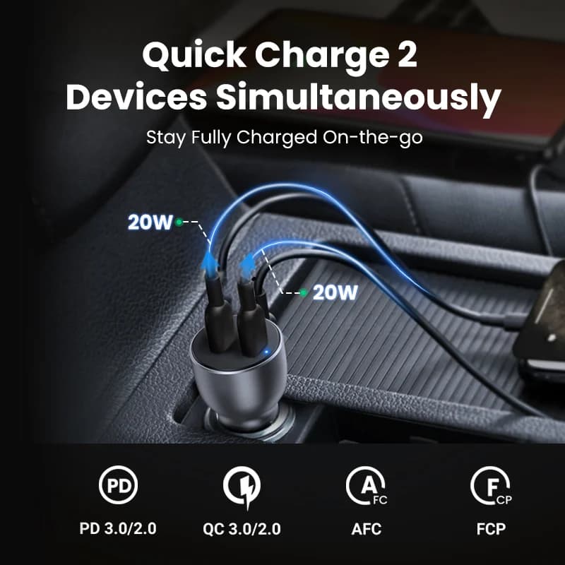 Caricatore USB da auto 36W Quick Charge 4.0 con Type-C