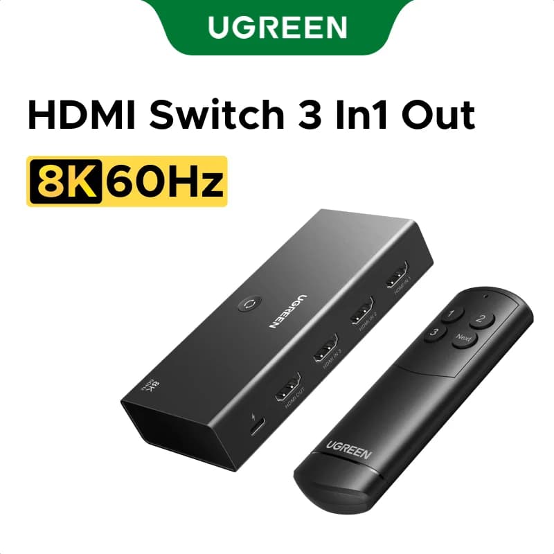 Switch HDMI 2.1 3-in-1 Out 8K con Telecomando