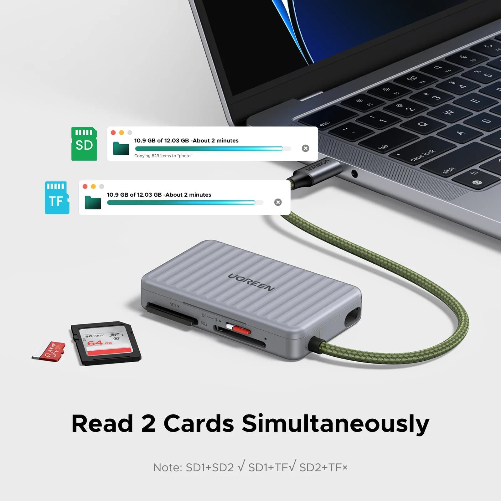 Lettore di schede SD/TF USB-C con custodia