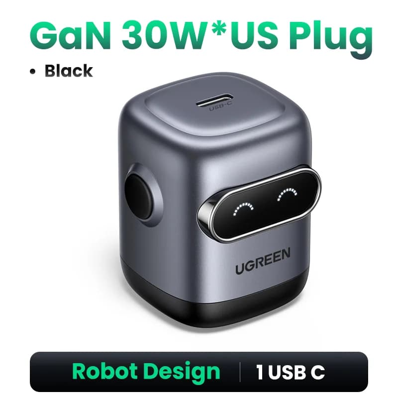 Caricatore rapido GaN 65W, design robot, presa US