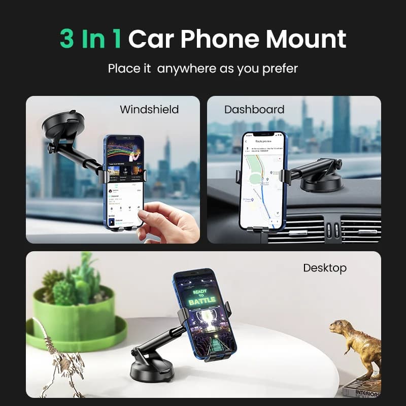 Supporto per telefono auto con ventosa a gravità