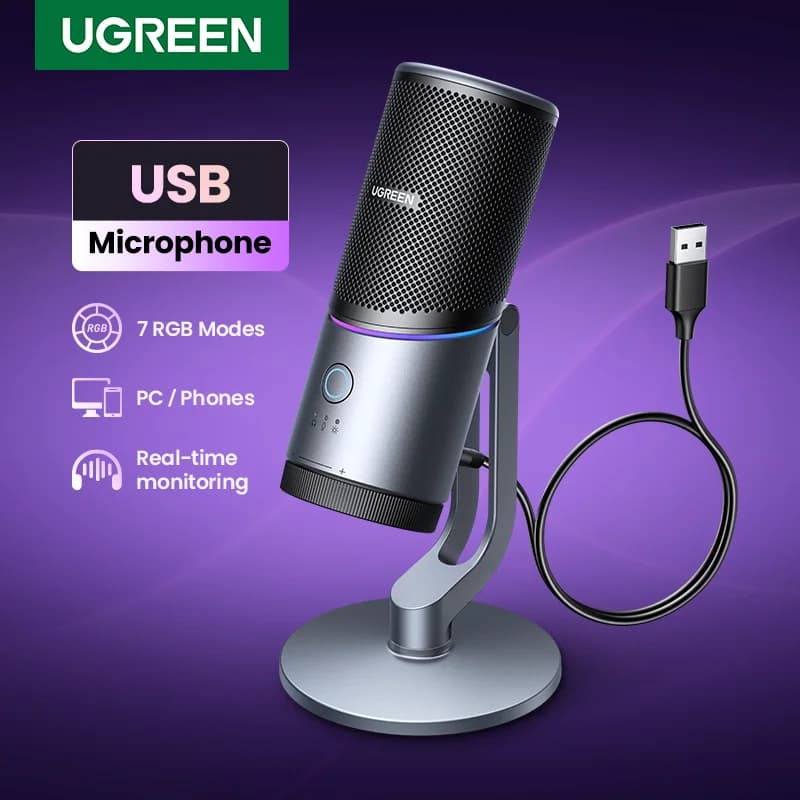 Microfono a Condensatore USB con Illuminazione RGB