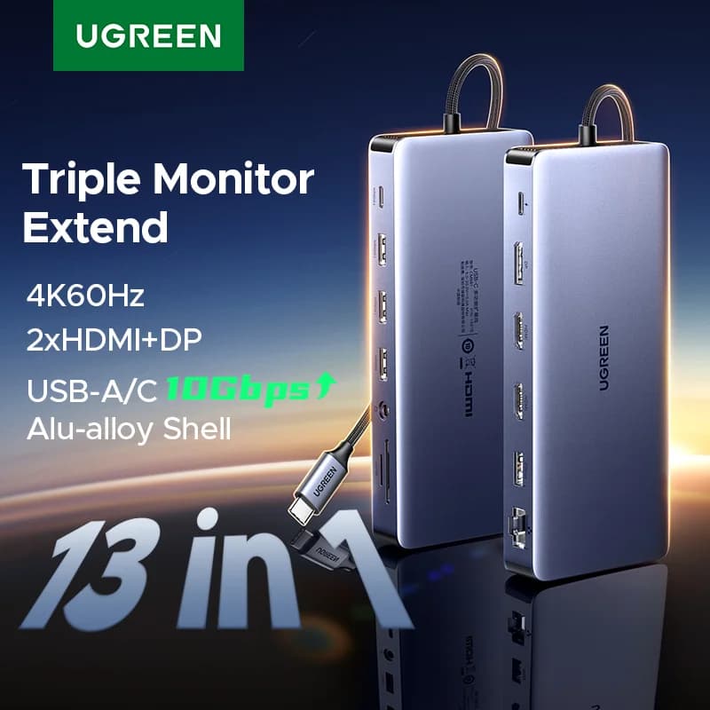 Dock USB-C 13-in-1 con triplo display e RJ45