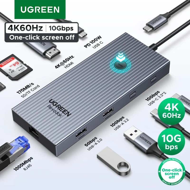Hub USB-C con HDMI 4K, Ethernet e PD 100W