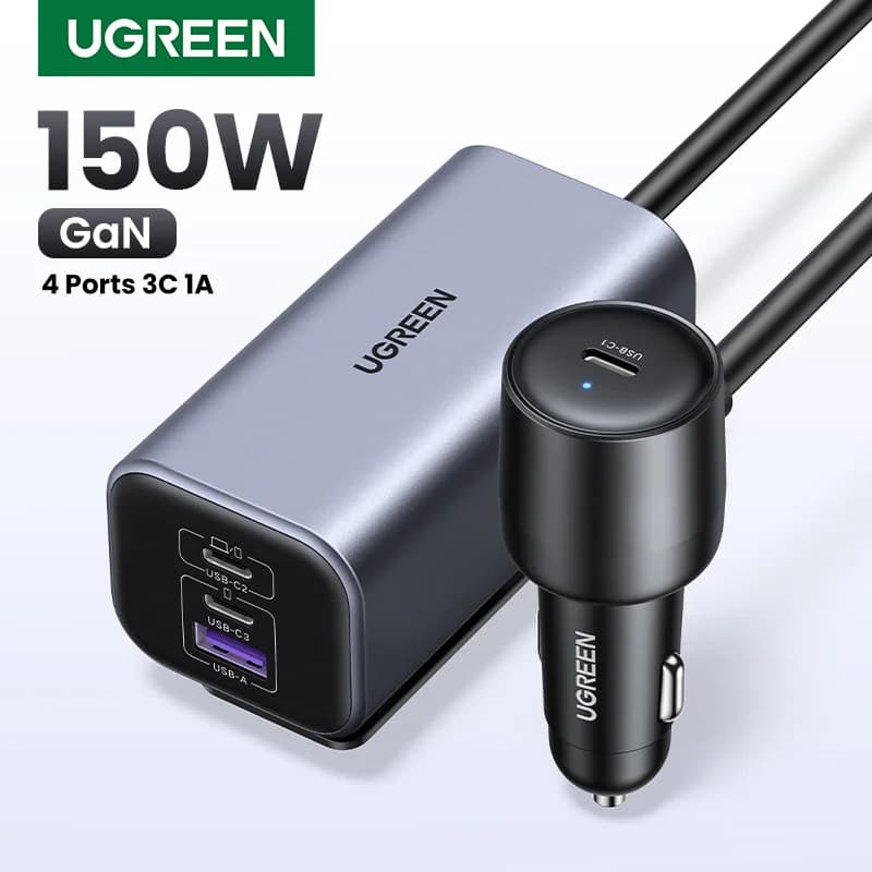 Caricabatterie da auto GaN 150W con 4 porte USB