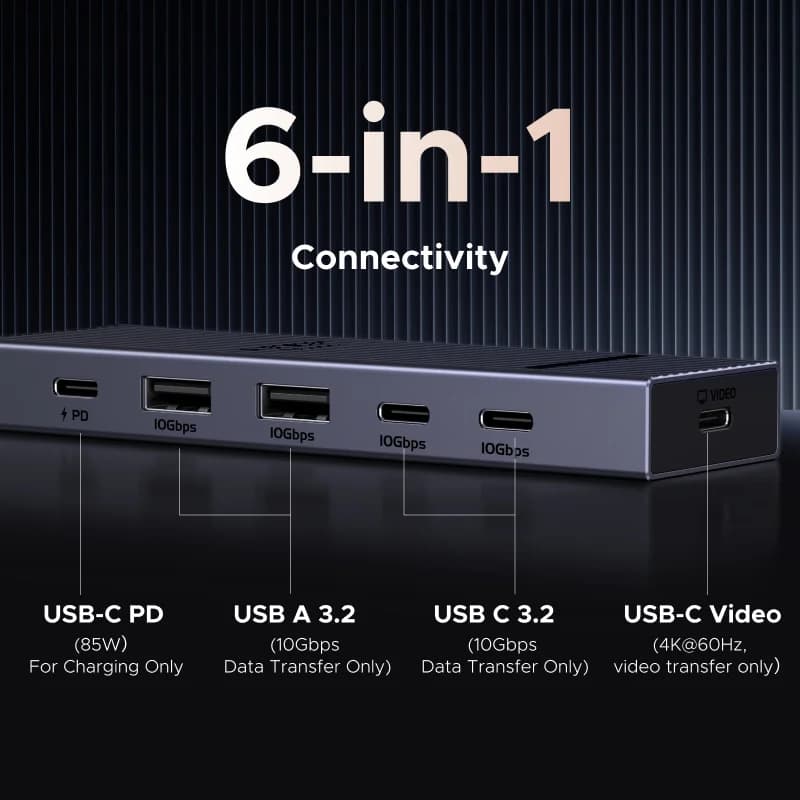Hub USB-C con HDMI 4K, dati 10Gbps e PD 100W