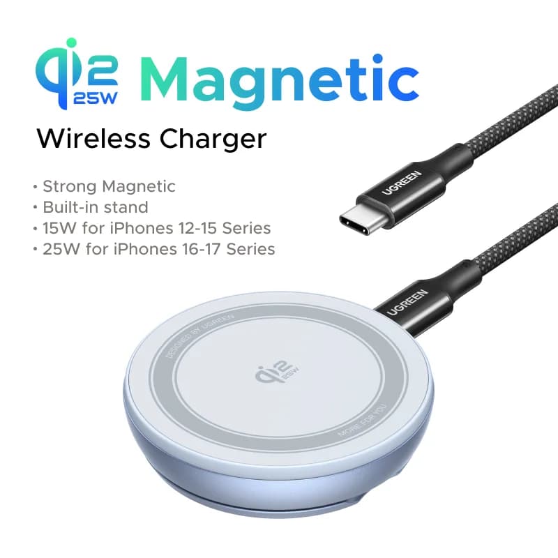 Pad di ricarica wireless magnetico Qi2 con supporto, 25W
