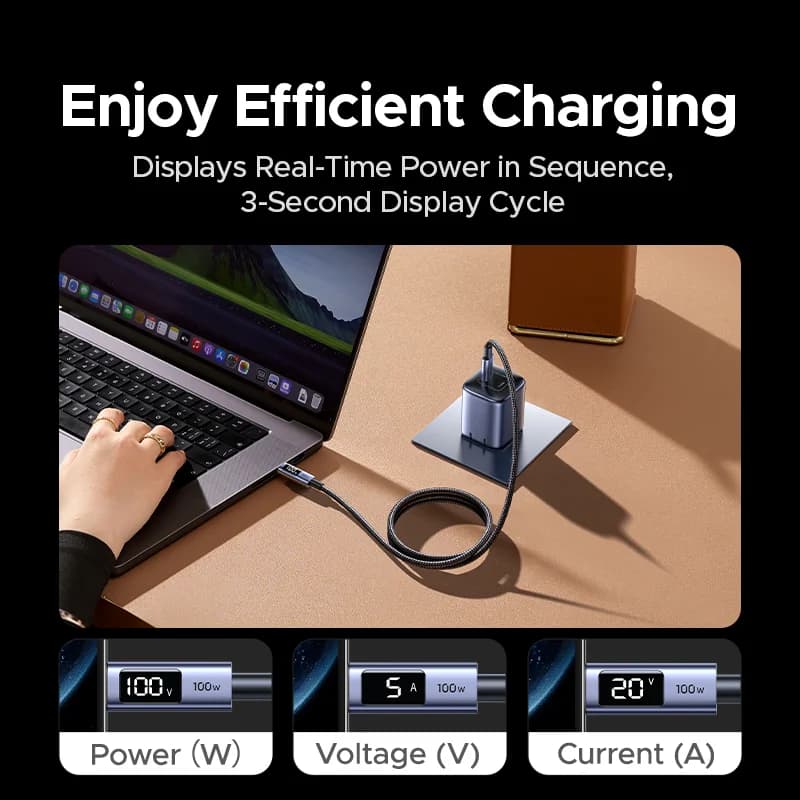 Cavo USB-C a USB-C, PD 100W con Display Digitale