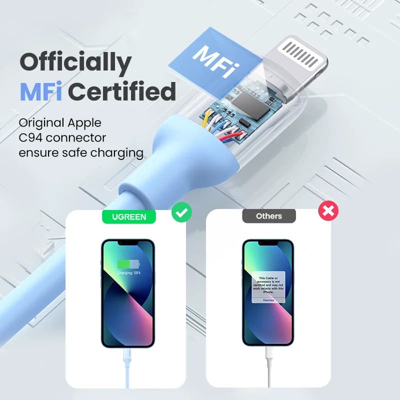Cavo di ricarica rapida USB-C a Lightning in silicone MFi