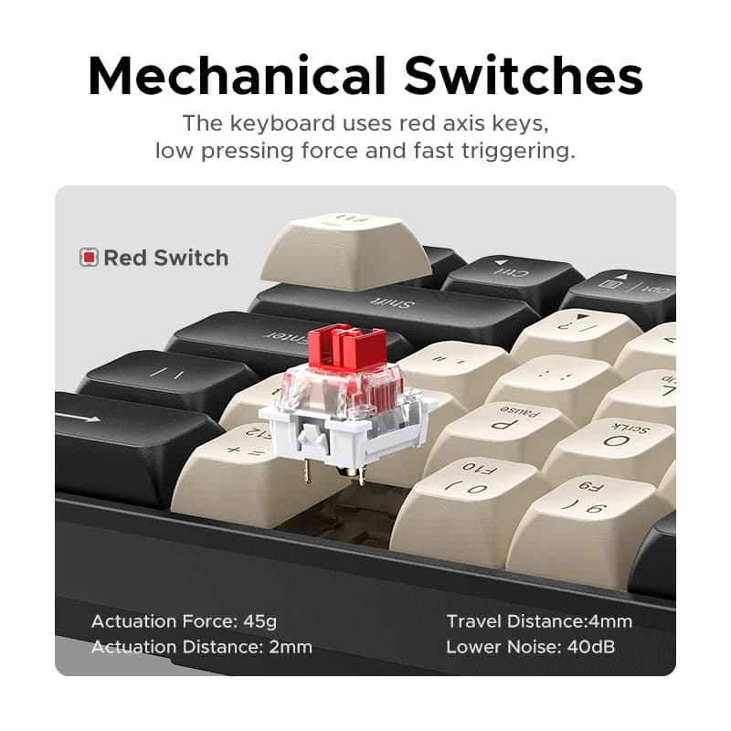 Tastiera Meccanica Cablata a 61 Tasti con Keycap PBT
