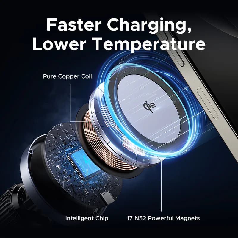 Caricabatterie Wireless Magnetico da Auto Qi2 15W per iPhone