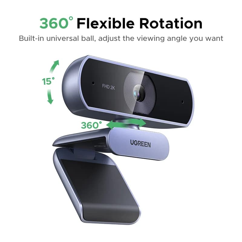 Webcam USB 2K HD con correzione automatica della luce