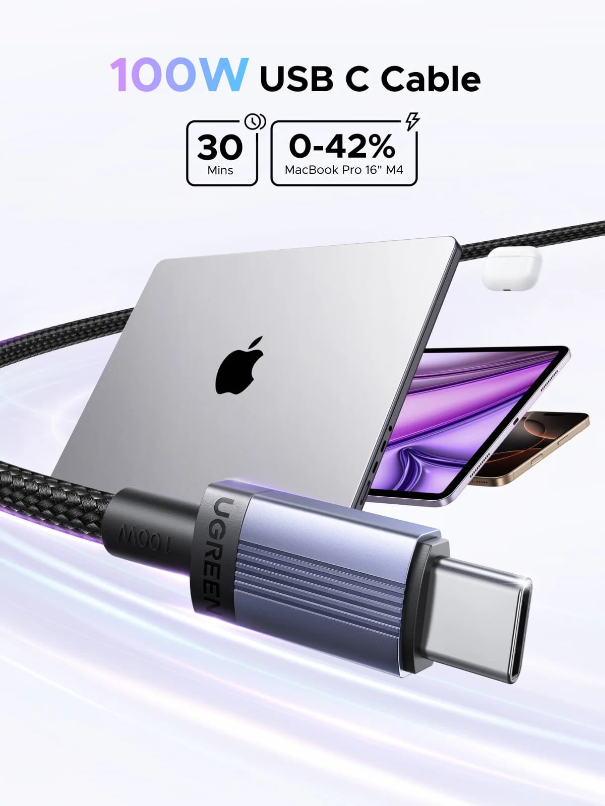 Cavo USB-C Ricarica Rapida 100W, 5A