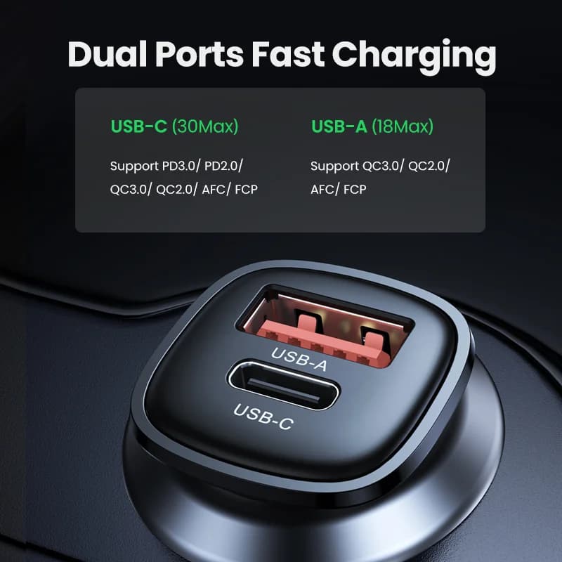 Caricatore Auto USB-C Ricarica Rapida 4.0 30W