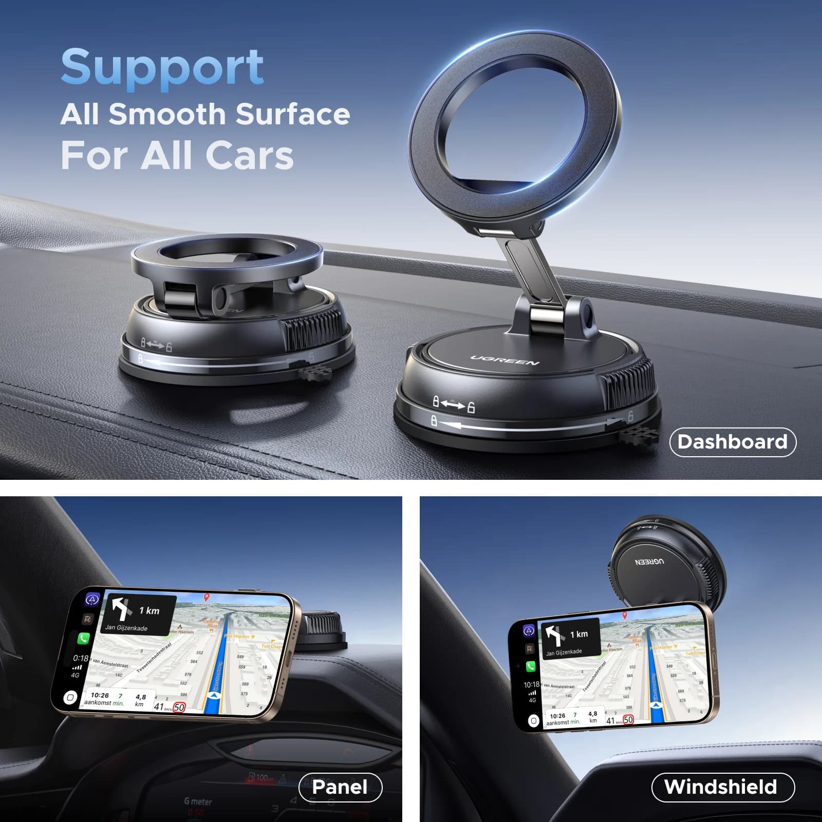 Supporto magnetico per telefono auto con ventosa