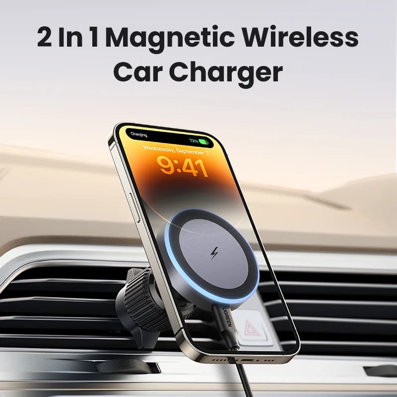 Supporto auto wireless magnetico Qi2, 25W