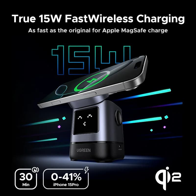 Supporto Ricarica Wireless Magnetico Qi2 15W con Cavo