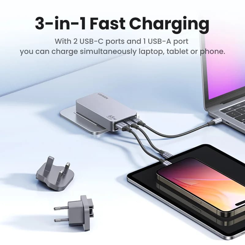 Caricatore USB-C GaN 65W con Quick Charge 4.0