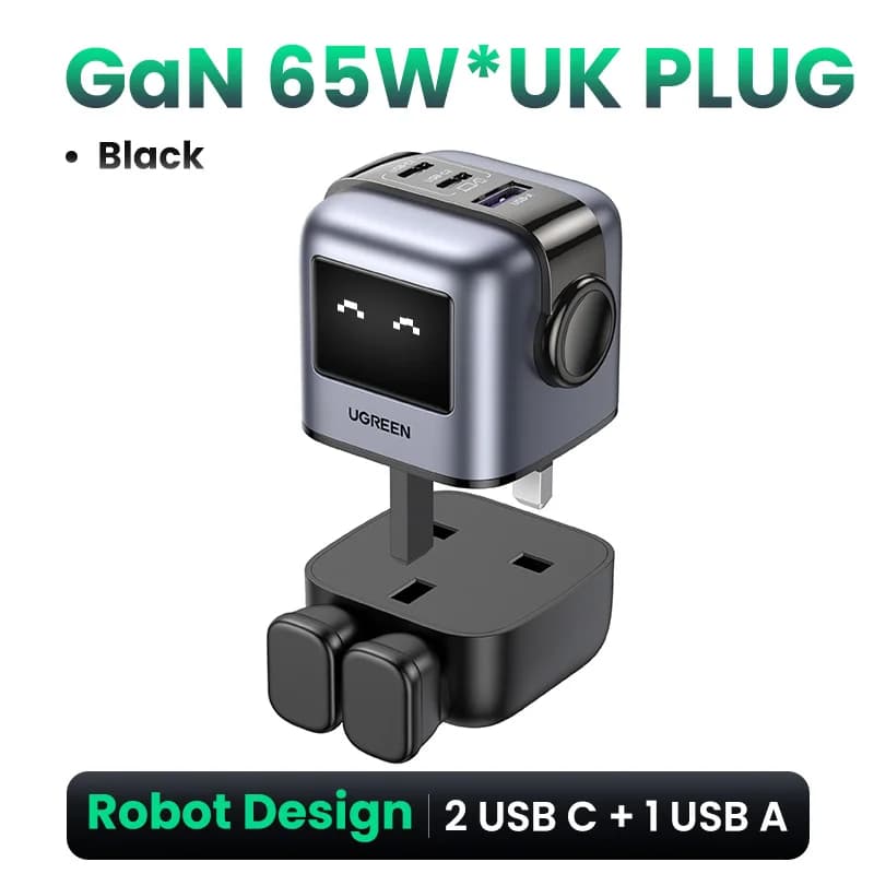 Caricatore Rapido USB-C GaN 65W con Spina UK