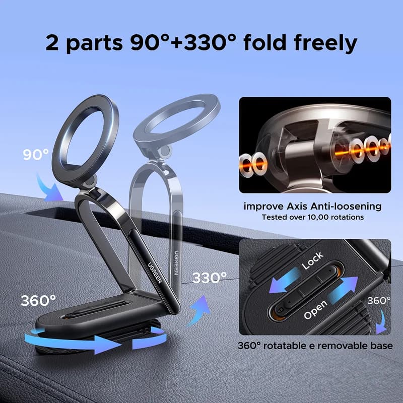 Supporto Magnetico per Telefono Auto su Cruscotto, Ruotabile 360°